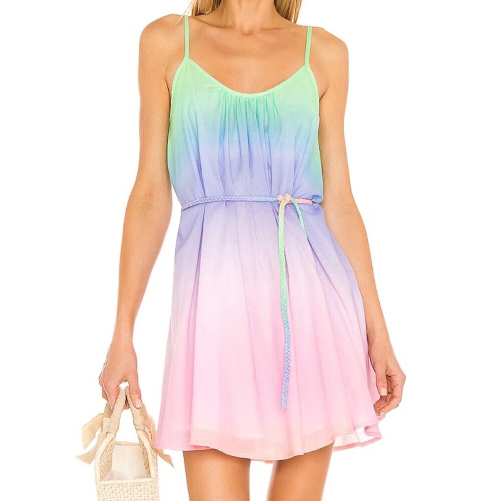 NWT Olivia Rubin Babette Mini Dress in Pink/Purple/Blue/Green Ombre - Size 8